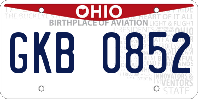 OH license plate GKB0852