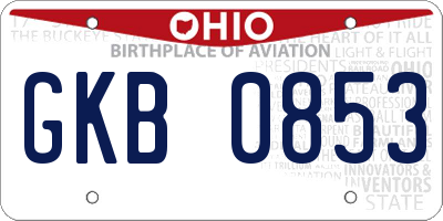 OH license plate GKB0853