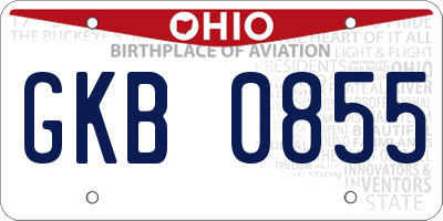 OH license plate GKB0855