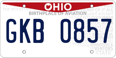 OH license plate GKB0857