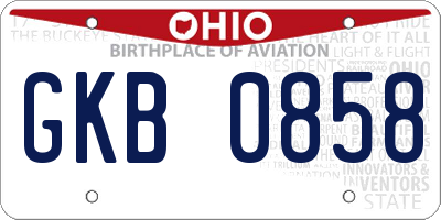 OH license plate GKB0858
