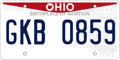 OH license plate GKB0859