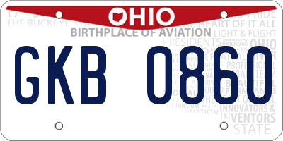 OH license plate GKB0860