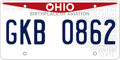 OH license plate GKB0862