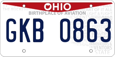 OH license plate GKB0863