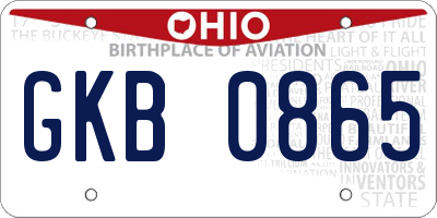 OH license plate GKB0865