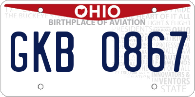 OH license plate GKB0867