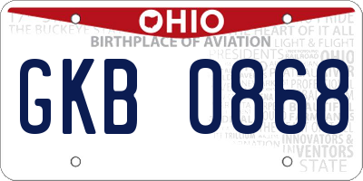 OH license plate GKB0868