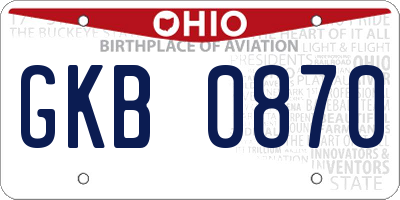 OH license plate GKB0870