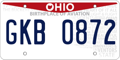 OH license plate GKB0872