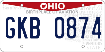 OH license plate GKB0874