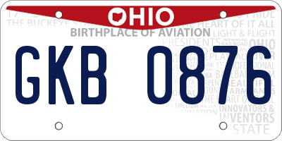 OH license plate GKB0876