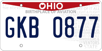 OH license plate GKB0877