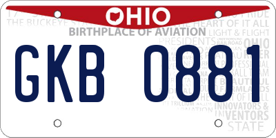 OH license plate GKB0881