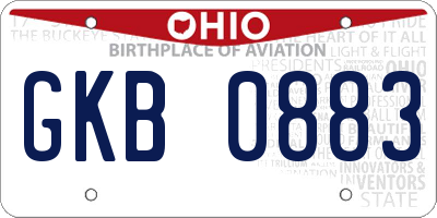 OH license plate GKB0883