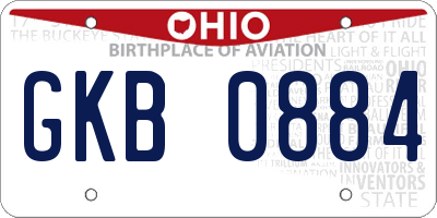 OH license plate GKB0884