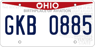 OH license plate GKB0885