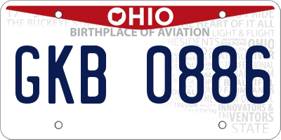 OH license plate GKB0886