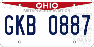 OH license plate GKB0887