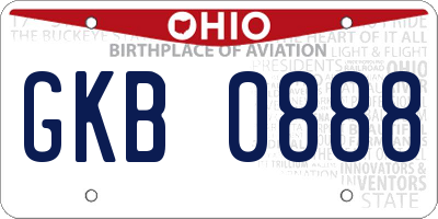 OH license plate GKB0888