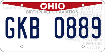 OH license plate GKB0889