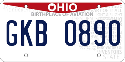 OH license plate GKB0890