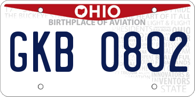 OH license plate GKB0892