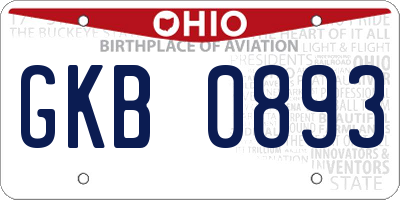 OH license plate GKB0893