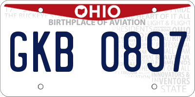 OH license plate GKB0897