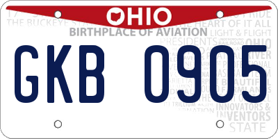 OH license plate GKB0905