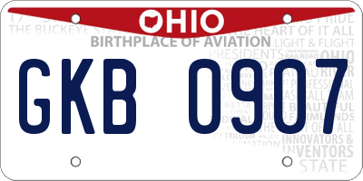 OH license plate GKB0907