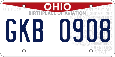 OH license plate GKB0908