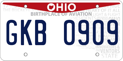 OH license plate GKB0909