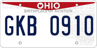 OH license plate GKB0910