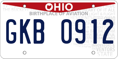 OH license plate GKB0912