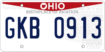 OH license plate GKB0913