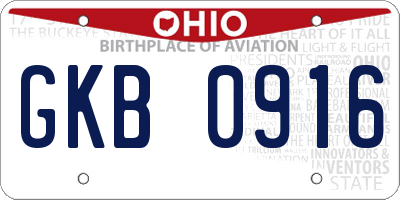 OH license plate GKB0916