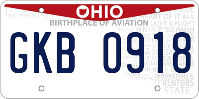 OH license plate GKB0918