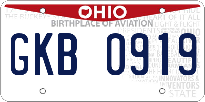 OH license plate GKB0919