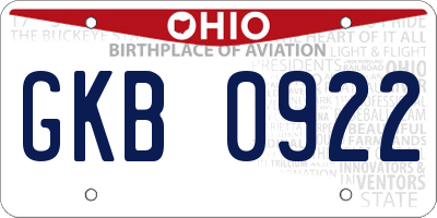 OH license plate GKB0922