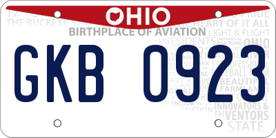 OH license plate GKB0923
