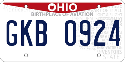 OH license plate GKB0924