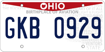 OH license plate GKB0929