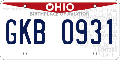 OH license plate GKB0931