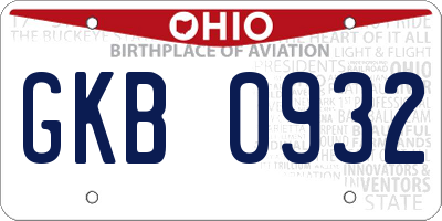 OH license plate GKB0932
