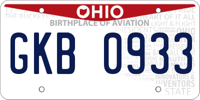 OH license plate GKB0933
