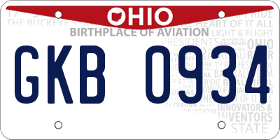 OH license plate GKB0934
