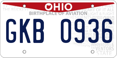 OH license plate GKB0936