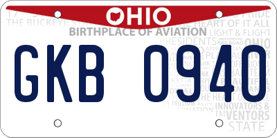OH license plate GKB0940