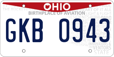 OH license plate GKB0943